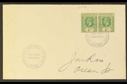 \Y MAIANA\Y 1938 (Dec) Envelope To Ocean Is Bearing KGV ½d Pair Tied By Fine Post Office Maiana Double Ring Undated Cds, - Îles Gilbert Et Ellice (...-1979)