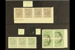 \Y POSTAGE DUE VARIETIES\Y 1913-26 Zig-zag Roulette 50L Brown NHM Lower Corner Strip Of Four One Showing "o For P" Varie - Andere & Zonder Classificatie