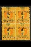 \Y 1888\Y 1d On 2s Orange, SG 44, Superb Mint Og Block Of 4. For More Images, Please Visit Http://www.sandafayre.com/ite - Grenada (...-1974)