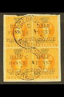 \Y 1888 USED MULTIPLE.\Y ½d On 2s Orange, SG 43, Superb Used Block Of 4 Tied On Piece By A Clear Pair Of St Georges Cds. - Grenade (...-1974)