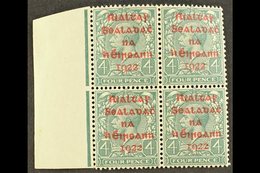 \Y 1922 DOLLARD\Y 4d Grey-green With Carmine Overprint, SG 6c, Superb Nhm Left Marginal Block Of Four. For More Images,  - Andere & Zonder Classificatie