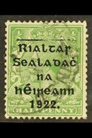 \Y 1922\Y Thom Wide Setting ½d Green, Showing Guide Blocks (Hib. T43a), Fine Cds Used, Scarce ! For More Images, Please  - Andere & Zonder Classificatie