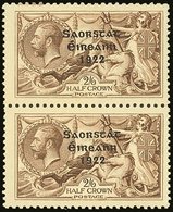 \Y 1922-23\Y 2s6d Pale Brown Seahorse, Vertical Pair, One With NO ACCENT Variety, SG 64b + 64, Very Fine Mint, Normal St - Sonstige & Ohne Zuordnung