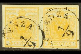 \Y LOMBARDY VENETIA\Y 1850 5c Pale Yellow Orange, Sass 1g, Superb Used Pair. For More Images, Please Visit Http://www.sa - Non Classés