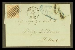 \Y MODENA\Y 1859 40c Brownish Carmine, Sass 17c, Superb Used On 1861 Entire To Milan, Tied By Neat 5 Bar Cancel With Reg - Unclassified