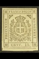 \Y MODENA\Y 1859 15c Grey Black, Provisional Govt, Sass 14b, Very Fine Mint Og. Cat Sass €900 (£800) For More Images, Pl - Non Classés