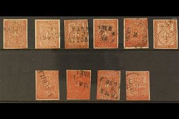 \Y PARMA\Y 1853 25c Brown Red, Sass 8, Good To Fine Used Group Of Used Stamps, Some With Full Margins Showing A Range Of - Ohne Zuordnung