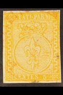 \Y PARMA\Y 1853 5c Yellow Orange, Sass 6, Fine Used With Clear To Large Margins And Light Red Cds Cancel. Cat Sass €1400 - Zonder Classificatie