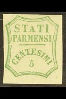 \Y PARMA\Y 1859 5c Blue Green, Provisional Govt, Variety "Short A", Sass 12b, Very Fine Mint, Large Part Og. Some Offset - Non Classés