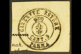 \Y PARMA\Y NEWSPAPER TAX 1852 9c "Parma" Handstruck Stamp On Piece, Sass B1, Fine Used With Clear Lettering. For More Im - Ohne Zuordnung