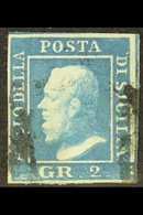 \Y SICILY\Y 1859 2gr Greenish Blue, Plate III, Variety "printed On The Reverse Side", Sass N. 8e, Fine Used With Clear I - Unclassified