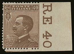 \Y 1908\Y 40c Brown Michetti, Variety "imperf At Right", Sass 84i, Superb Marginal Never Hinged Mint. Cat €600 (£510) Fo - Non Classificati