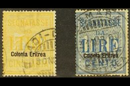 \Y ERITREA\Y POSTAGE DUE 1903 (Nov) 50L Yellow And 100L Blue (Sass S. 60, SG D41/42), Fine Used. (2 Stamps) For More Ima - Other & Unclassified