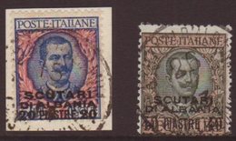 \Y SCUTARI\Y 1909-11 20pi On 5 L. And 40pi On 10 L. Sass 7/8, Fine Cds Used, The 20pi On Original Piece. (2) For More Im - Other & Unclassified