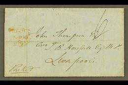 \Y 1854\Y (August) Stampless Cover To Liverpool With Manuscript "6"; On Reverse Fine "ST ANNS BAY" Cds, Plus Kingston Tr - Jamaïque (...-1961)