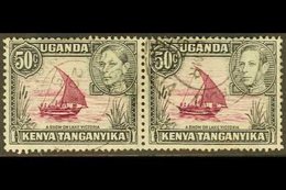 \Y 1938-54\Y 50c Purple And Black, Horizontal Pair With One Showing Dot Removed, SG 144eb, Fine Cds Used. For More Image - Vide