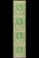 \Y 1931-32\Y ½d Green Revised Die I (SG 82) COIL - JOIN VERTICAL STRIP OF FOUR Never Hinged Mint. A Very Scarce Multiple - Leeward  Islands