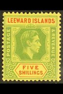 \Y 1938\Y 5s Green And Red On Yellow,  SG 112, Variety "Broken S", Pos 1/3 From Left Pane, Constant Flaw Unlisted By SG, - Leeward  Islands