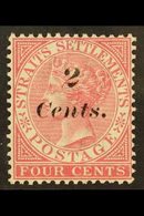 \Y 1883\Y 2c On 4c Rose, SG 61, Very Fine And Fresh Mint, Large Part Og. For More Images, Please Visit Http://www.sandaf - Straits Settlements