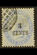 \Y 1885\Y 3c On 5c Blue, SG 82, Very Fine Used. Elusive Stamp. For More Images, Please Visit Http://www.sandafayre.com/i - Straits Settlements