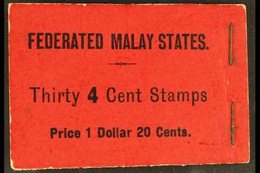 \Y FEDERATED MALAY STATES\Y 1927-30 $1.20 BOOKLET Black On Red Cover, SG SB13, One Pane With A Stamp Replaced (sympathet - Sonstige & Ohne Zuordnung