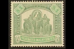 \Y FEDERATED STATES\Y $1 Green And Pale Green, Wmk CC, "Elephants", SG 23, Very Fine Mint. For More Images, Please Visit - Sonstige & Ohne Zuordnung