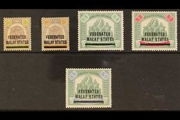 \Y FEDERATED STATES\Y 1900 5c To $5 Overprints On Stamps Of  Perak Complete, SG 9/13, Very Fine And Fresh Mint (5 Stamps - Other & Unclassified