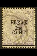 \Y PERAK\Y 1891 1c On 6c Lilac, Variety "Short R", SG 46a, Very Fine Used. For More Images, Please Visit Http://www.sand - Other & Unclassified