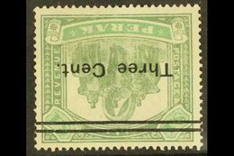 \Y PERAK\Y 1900 3c On $1 Green & Pale Green Surcharge WATERMARK INVERTED Variety, SG 86w, Mint With Traces Of Gum, Thin, - Other & Unclassified