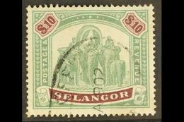 \Y SELANGOR\Y 1895-99 $10 Green & Purple Elephants, SG 65, Fine Used With Fiscal Cancel, Fresh Colours. For More Images, - Sonstige & Ohne Zuordnung