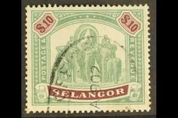 \Y SELANGOR\Y 1895-99 $10 Green & Purple Elephants, SG 65, Fine Used With Fiscal Cancel, Fresh Colours. For More Images, - Autres & Non Classés