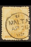 \Y 1863-81\Y ½d Buff-brown Rough Perf 12½, SG 14, Used With Superb Upright Fully Dated "MALTA / AP 28 69" Cds Cancel. Fo - Malta (...-1964)