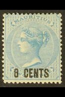 \Y 1878\Y 8c On 2d Blue, CC Wmk, SG 85, Fine Mint For More Images, Please Visit Http://www.sandafayre.com/itemdetails.as - Maurice (...-1967)