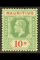 \Y 1913\Y 10r Green And Red On Blue Green On OLIVE Back, SG 204a, Very Fine Mint. Rare And Elusive Stamp. For More Image - Mauritius (...-1967)