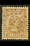 \Y 1891-94\Y 7½c Brown Queen (SG 149a, NVPH 36), Used With Scarce "244" (UITHUIZEN) Numeral Cancel, Some Wrinkles, Fresh - Other & Unclassified