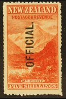 \Y OFFICIAL\Y 1907 5s Deep Red Mt. Cook, Ovptd Official, SG O67, Superb Mint. For More Images, Please Visit Http://www.s - Other & Unclassified