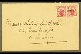 \Y 1921\Y (Feb) Neat Envelope To New Zealand, Bearing 1d Carmine Pair, SG 24, Tied Niue Cds. For More Images, Please Vis - Niue