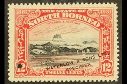 \Y 1931\Y 12c Mountain BNBC Anniversary SAMPLE COLOUR TRIAL In Black And Scarlet (issued In Black And Ultramarine), Unus - Nordborneo (...-1963)