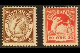 \Y SPITZBERGEN (SPIDSBERGEN)\Y 1896 20o Red And 1898 10o Brown 'Shooting The Bear' Local Stamps, Fine Mint, Fresh. (2 St - Sonstige & Ohne Zuordnung