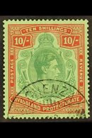 \Y 1938-44\Y 10s Ordinary Paper, Bluish Green & Brown-red/pale Green, SG 142a, Very Fine Used For More Images, Please Vi - Nyasaland (1907-1953)