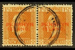 \Y 1917-20\Y 1½d Orange-brown NARROW SPACING Overprint, SG 30a, Fine Cds Used Horizontal Pair, Scarce. (2 Stamps) For Mo - Penrhyn