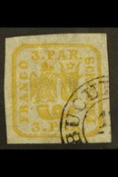 \Y 1862-64\Y 3p Yellow Handstruck On Wove Paper (SG 29, Michel 8 Ix), Fine Used With Part "Bucuresti" Cds Cancel, Four L - Other & Unclassified