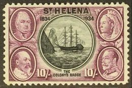 \Y 1934\Y 10s Black & Purple Centenary, SG 123, Fine Mint, Very Light Gum Toning, Lovely Fresh Colour. For More Images,  - Isola Di Sant'Elena