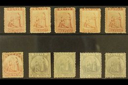 \Y 1862\Y Recess Printed 1d (5), 4d And 6d (4), SG 1/3,  Mint Or Unused, Some With Faults But Excellent For Plating. (10 - St.Christopher-Nevis & Anguilla (...-1980)