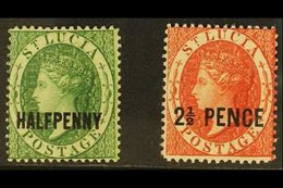 \Y 1881\Y ½d Green And 2½d Brown-red Surcharges, SG 23/24, Fine Mint. (2 Stamps) For More Images, Please Visit Http://ww - St.Lucia (...-1978)