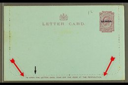 \Y 1914 LETTER CARD\Y 1d Dull Claret On Blue, Inscription 90mm, H&G 1, Unused, Broken "T" In "...OPEN THE..." Some Very  - Samoa