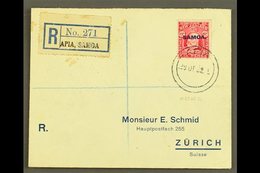 \Y 1932\Y 6d Carmine, SG 119, Single Franking On Neat Printed, Registered Envelope To Switzerland, Tied By Apia 29.12.32 - Samoa