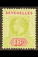 \Y 1912\Y 18c Sage-green And Carmine, Variety SPLIT "A", SG 76a, Very Fine Mint. For More Images, Please Visit Http://ww - Seychellen (...-1976)