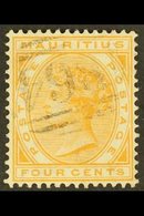 \Y MAURITIUS USED IN\Y 1883-90 4c Orange With "B 64" Cancellation, SG Z57, Very Fine. For More Images, Please Visit Http - Seychelles (...-1976)