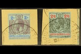 \Y 1922-31\Y 2s And 2s.6d, SG 49/50, Each On A Piece Tied Registered Tulagi 1936 Cds. (2 Stamps) For More Images, Please - Salomonen (...-1978)